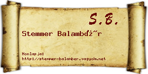 Stemmer Balambér névjegykártya